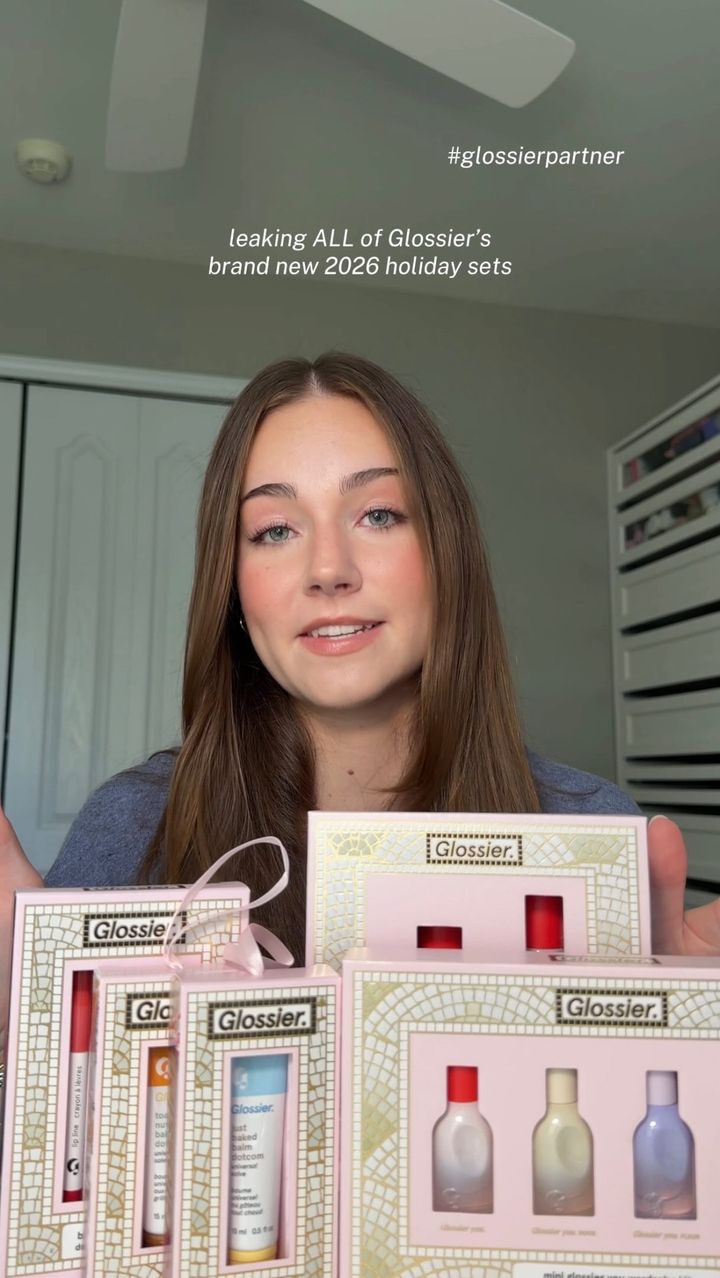 Glossier partner creator showing the 2026 holiday sets