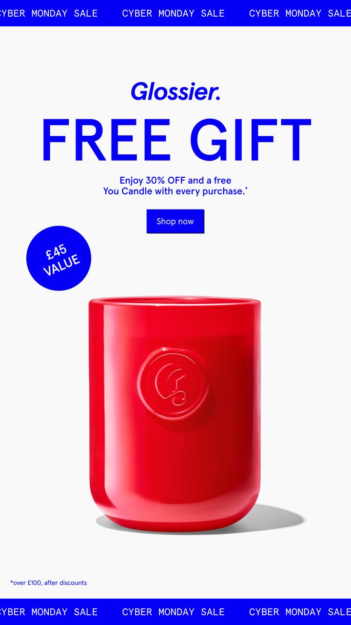 Glossier UK Cyber Monday: free gift candle